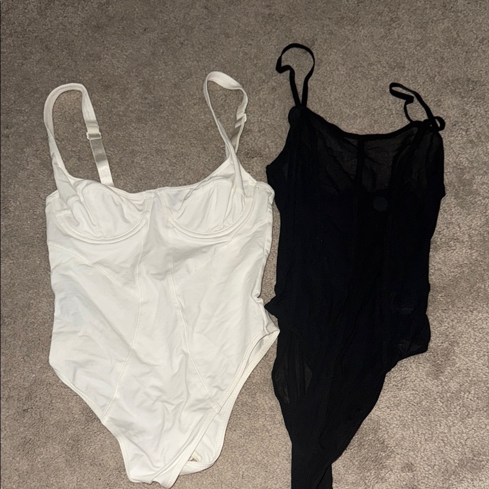 Urban Outfitters White and Black Bodysuit Set